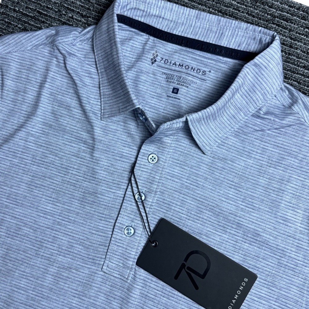 7 Diamonds Malone Golf Polo Shirt Men S Stripe Wicking Stretch Antimicrobial NWT